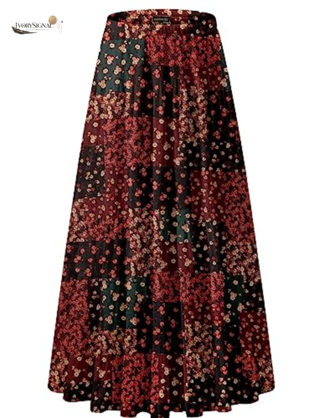 Women's Chiffon Elastic High Waist Pleated A-Line Maxi Skirt